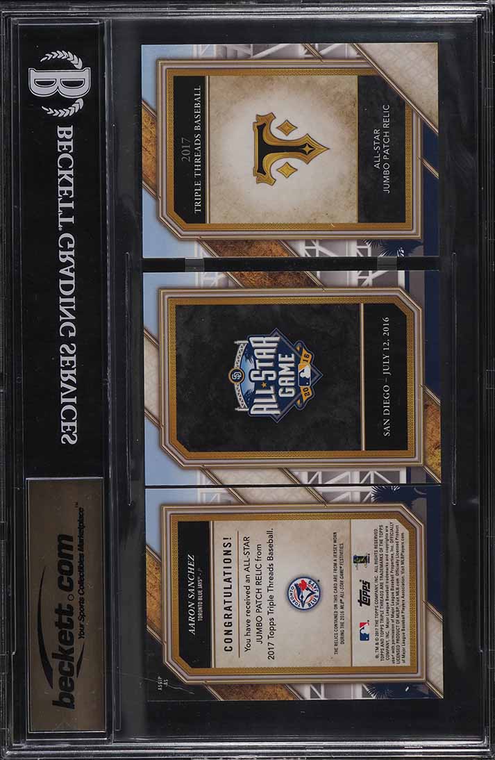2017 Topps Triple Threads All Star Booklet Aaron Sanchez PATCH 1/1 BGS 9.5 GEM