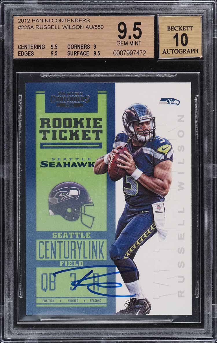 2012 Panini Contenders Russell Wilson ROOKIE AUTO #225 BGS 9.5 GEM MINT