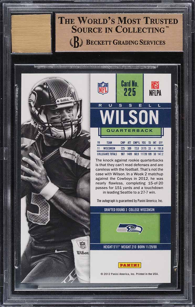 2012 Panini Contenders Russell Wilson ROOKIE AUTO #225 BGS 9.5 GEM MINT