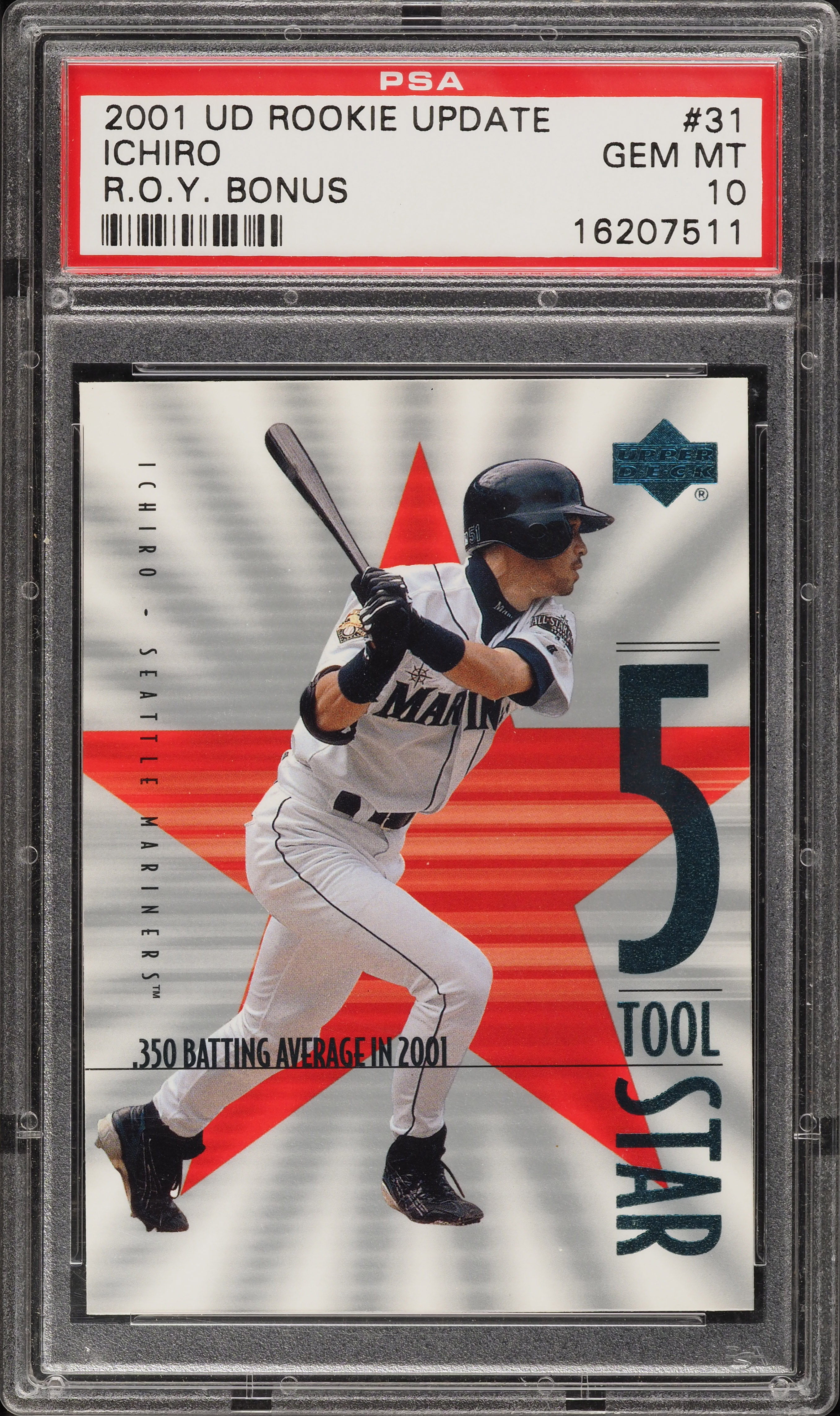 2001 Upper Deck Update R.O.Y. Bonus Ichiro ROOKIE #31 PSA 10 GEM