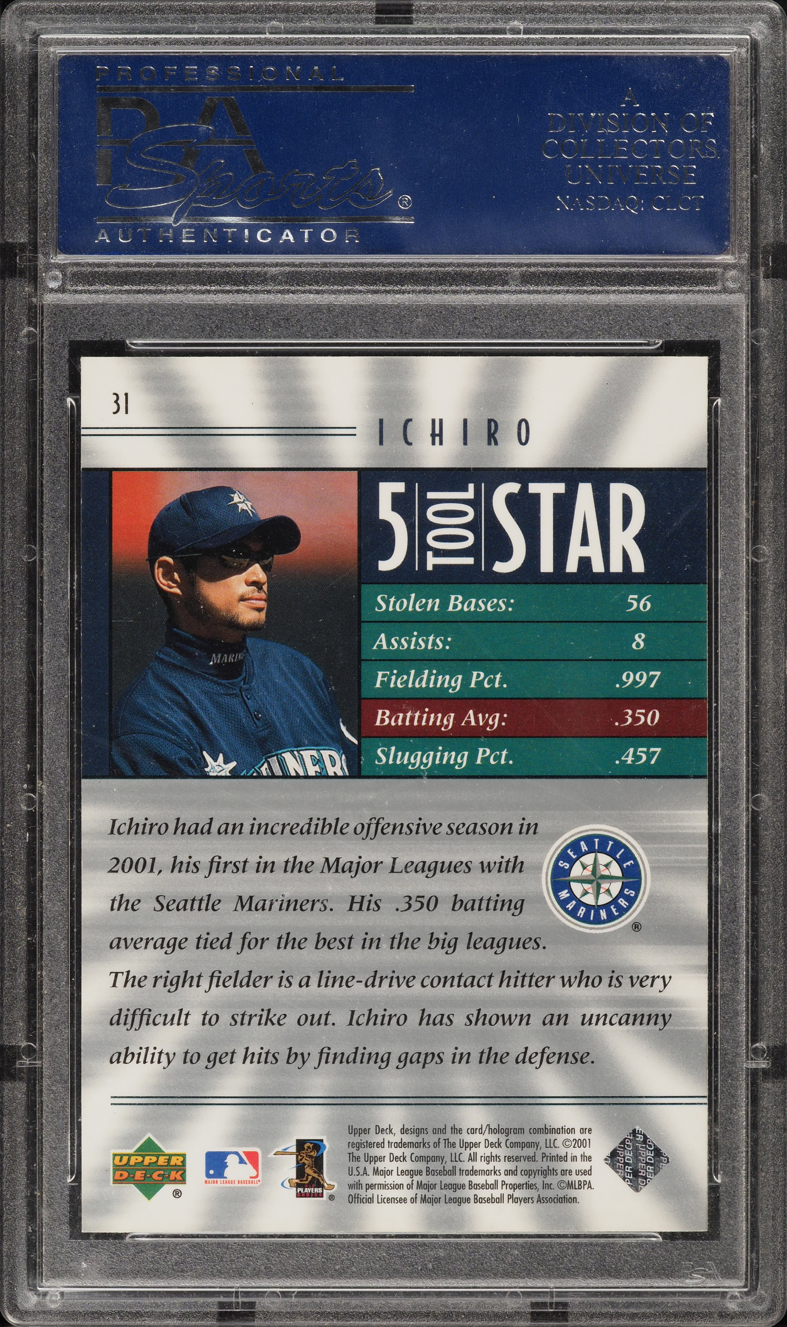 2001 Upper Deck Update R.O.Y. Bonus Ichiro ROOKIE #31 PSA 10 GEM