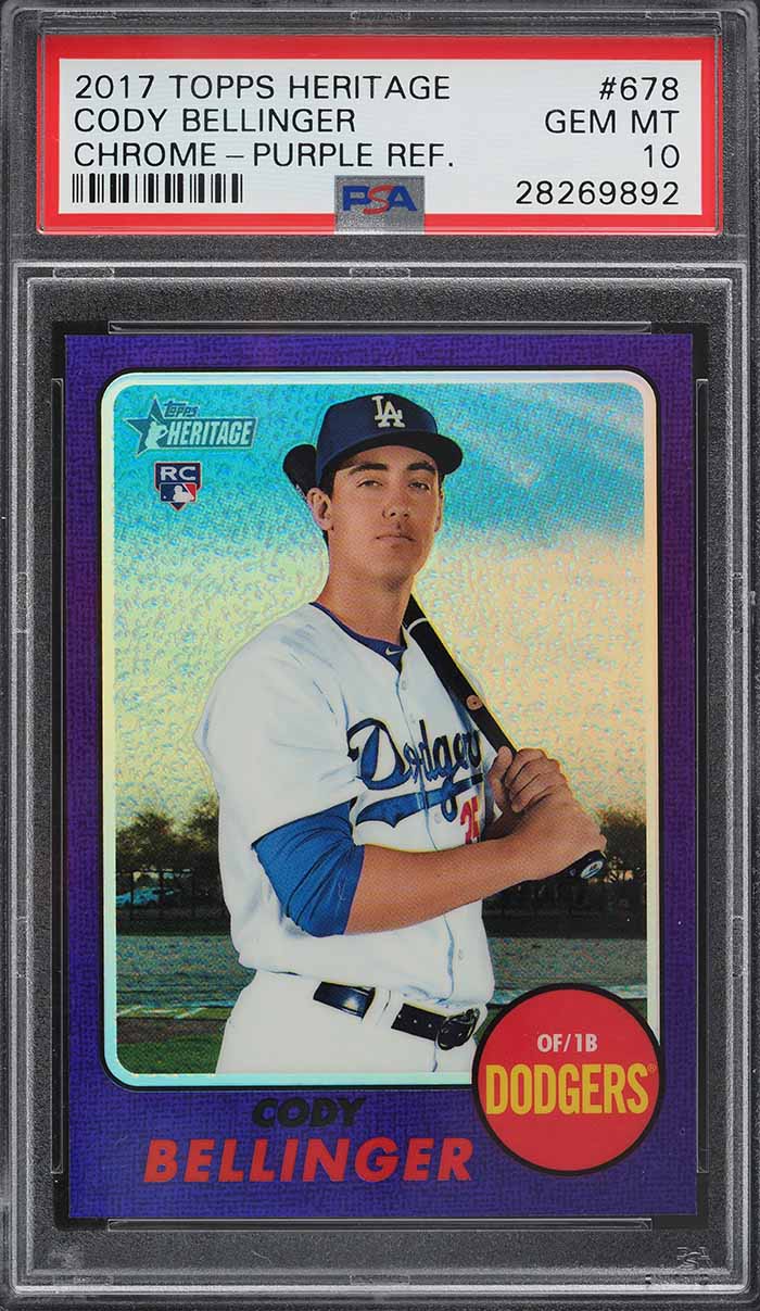 2017 Topps Heritage Chrome Purple Refractor Cody Bellinger ROOKIE #THC-678 PSA 10 GEM MINT