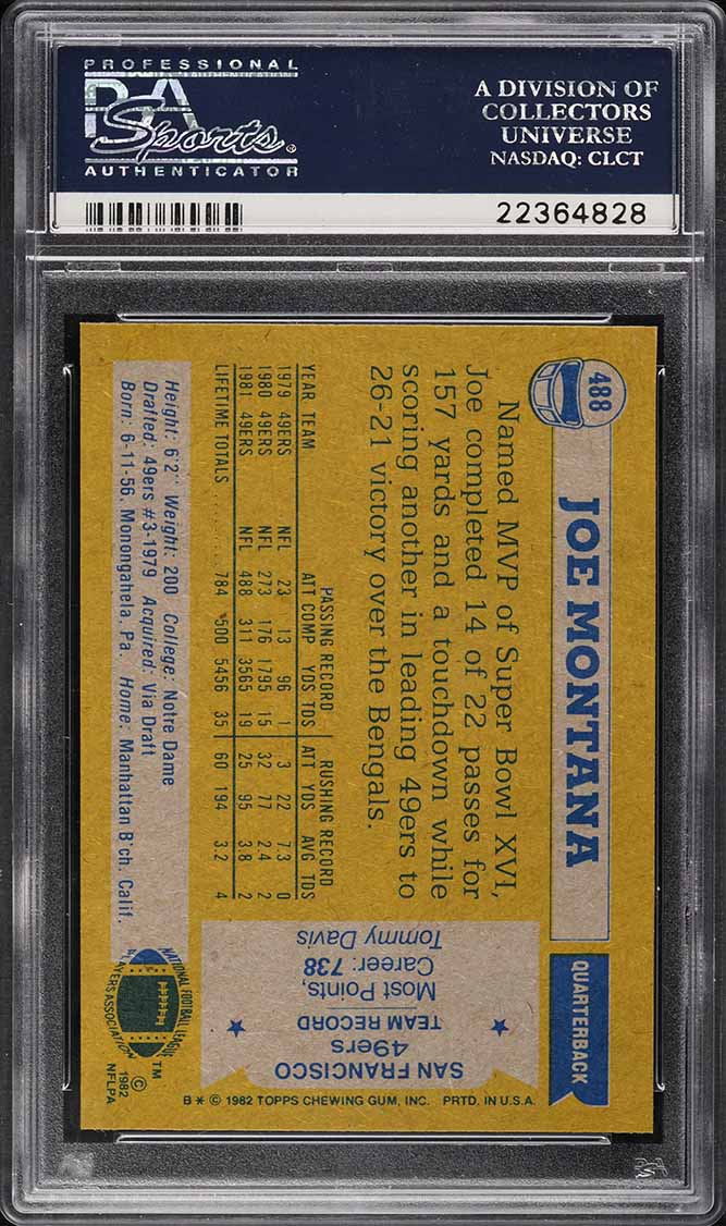 1982 Topps Football Joe Montana ALL-PRO #499 PSA 10 GEM MINT