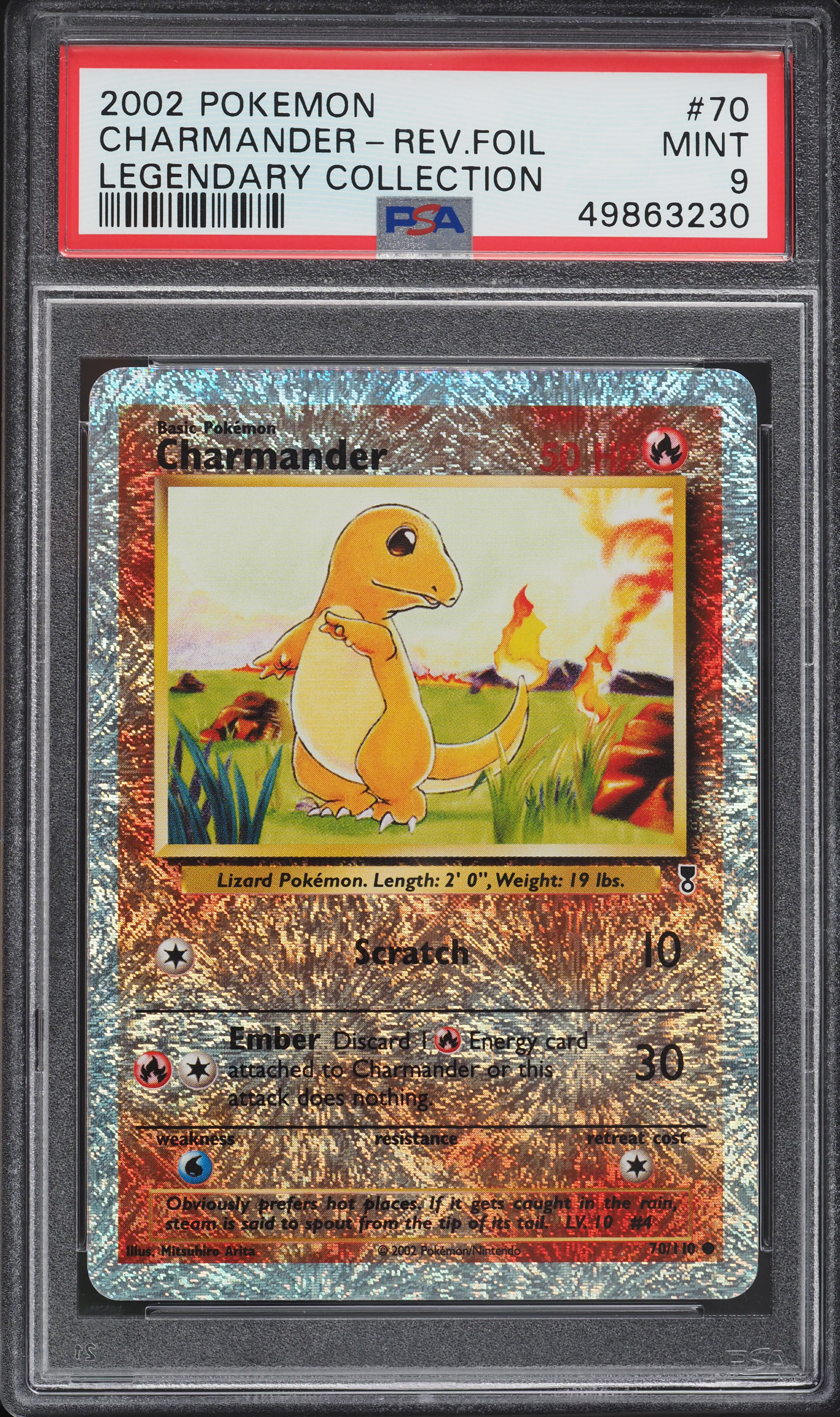 2002 Pokemon Legendary Collection Reverse Holo Charmander #70 PSA
