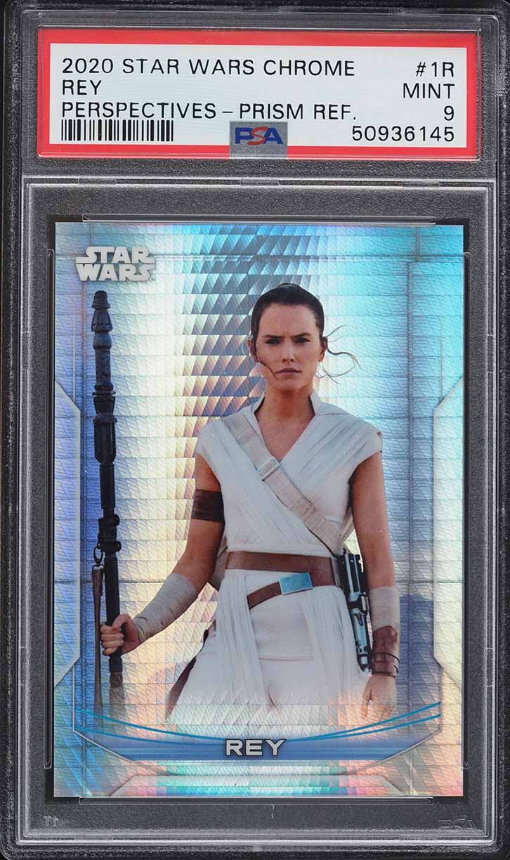 2020 Topps Chrome Star Wars Prism Refractor Rey /299 #1-R PSA 9 MINT on  Fanatics Collect