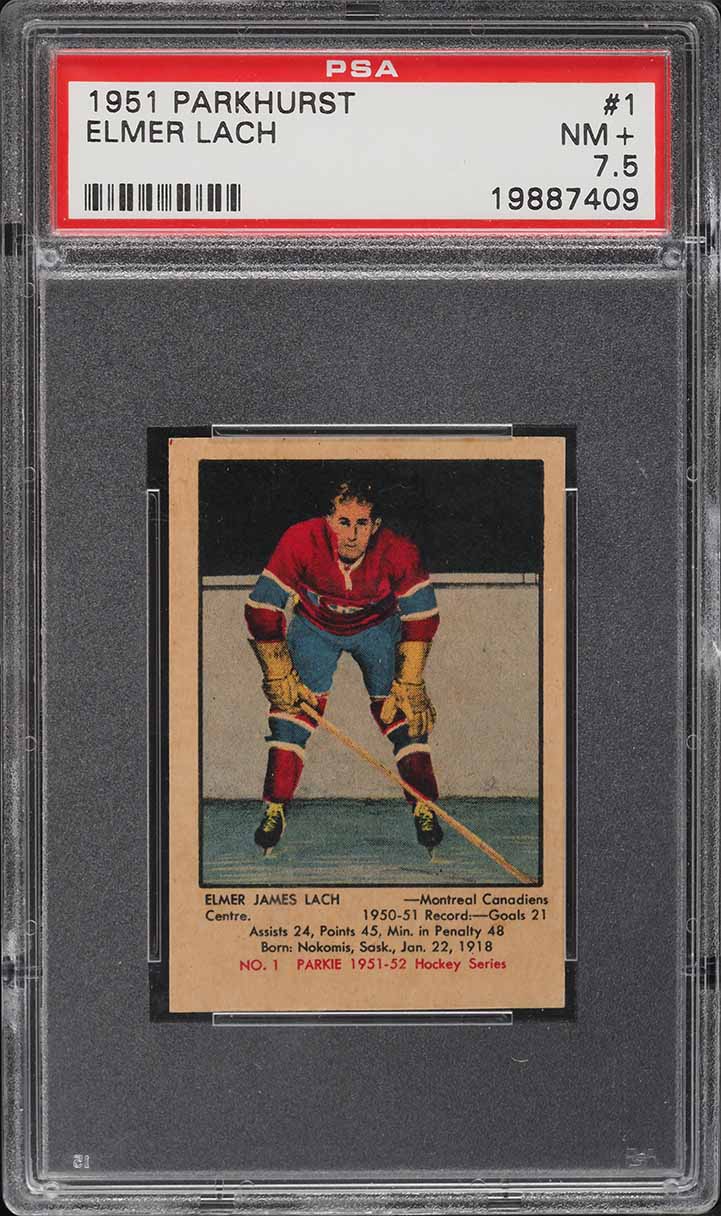 1951 Parkhurst Elmer Lach #1 PSA 7.5 NRMT+