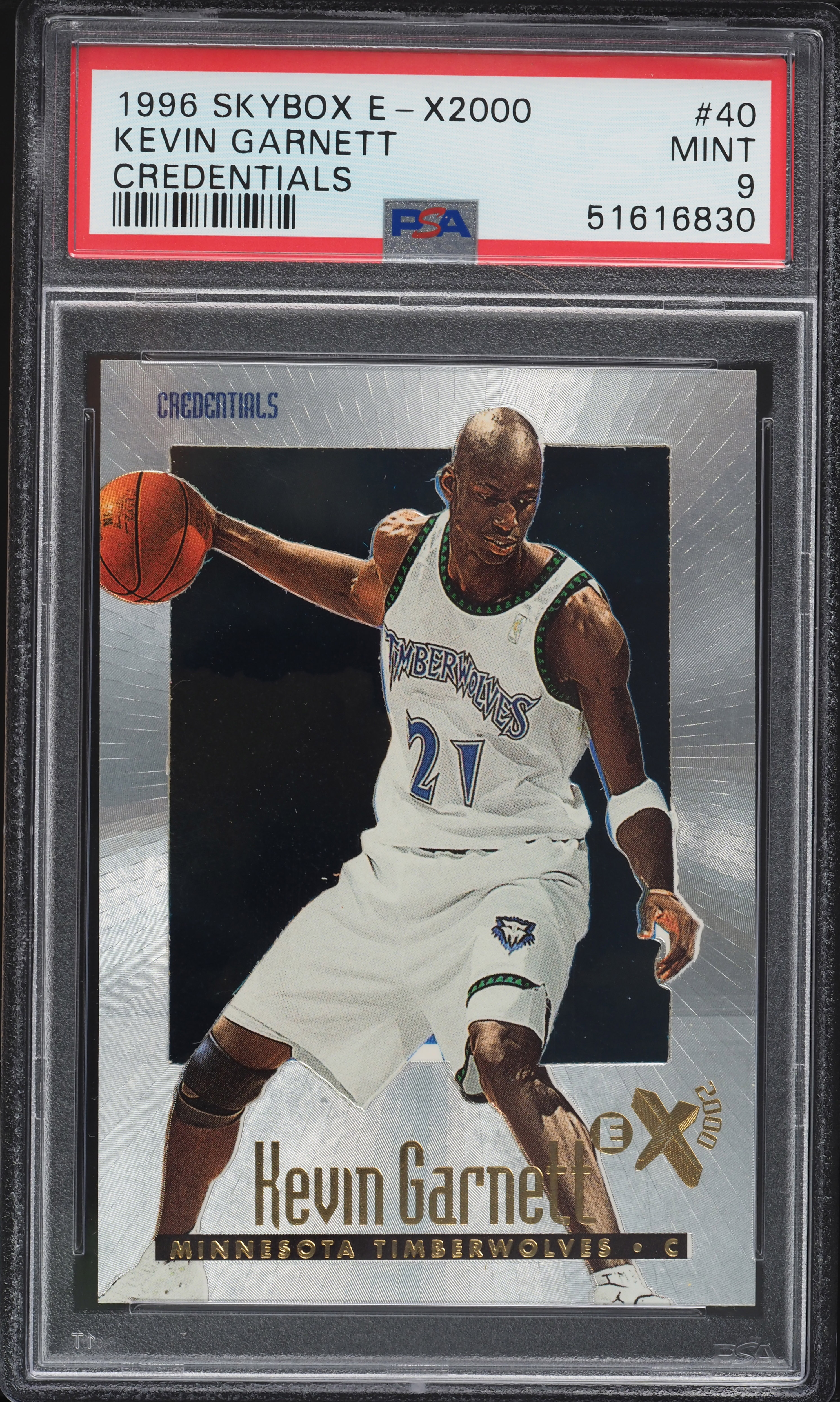 1996 Skybox E-X 2000 Credentials Kevin Garnett /499 #40 PSA 9 MINT