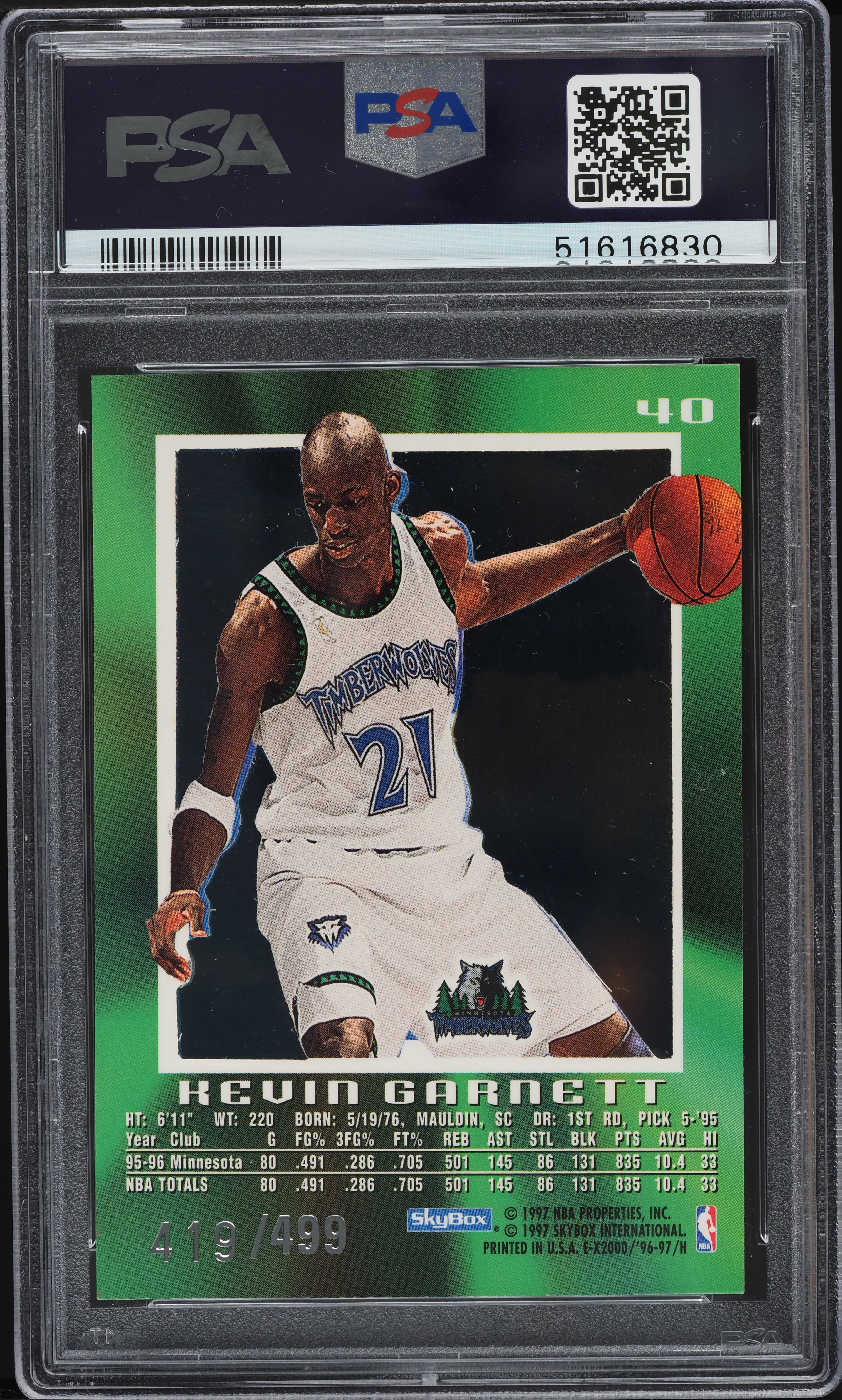 その他 KEVIN GARNETT auto psa9 Kevin Garnett 1995-96 Skybox Hoops Autograph Rookie Card #272 PSA