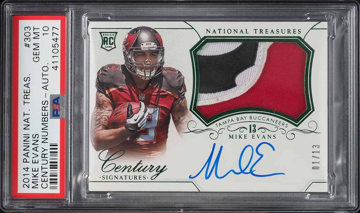 2014 National Treasures Century Mike Evans ROOKIE PATCH AUTO 1/13 #303 PSA 10