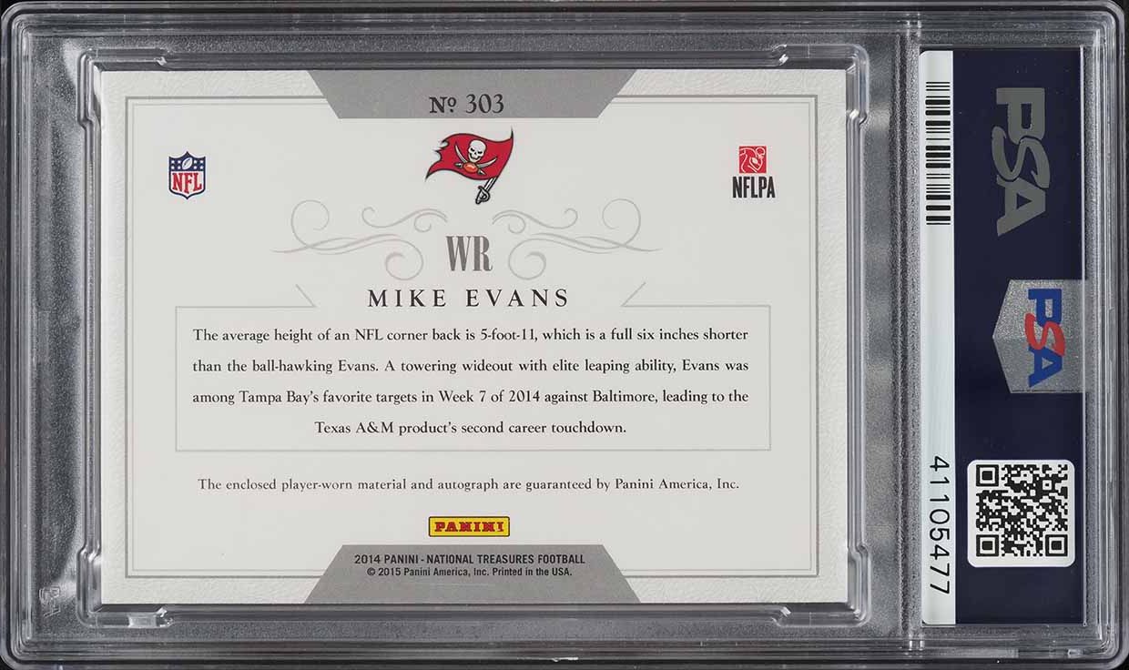 2014 National Treasures Century Mike Evans ROOKIE PATCH AUTO 1/13 #303 PSA 10