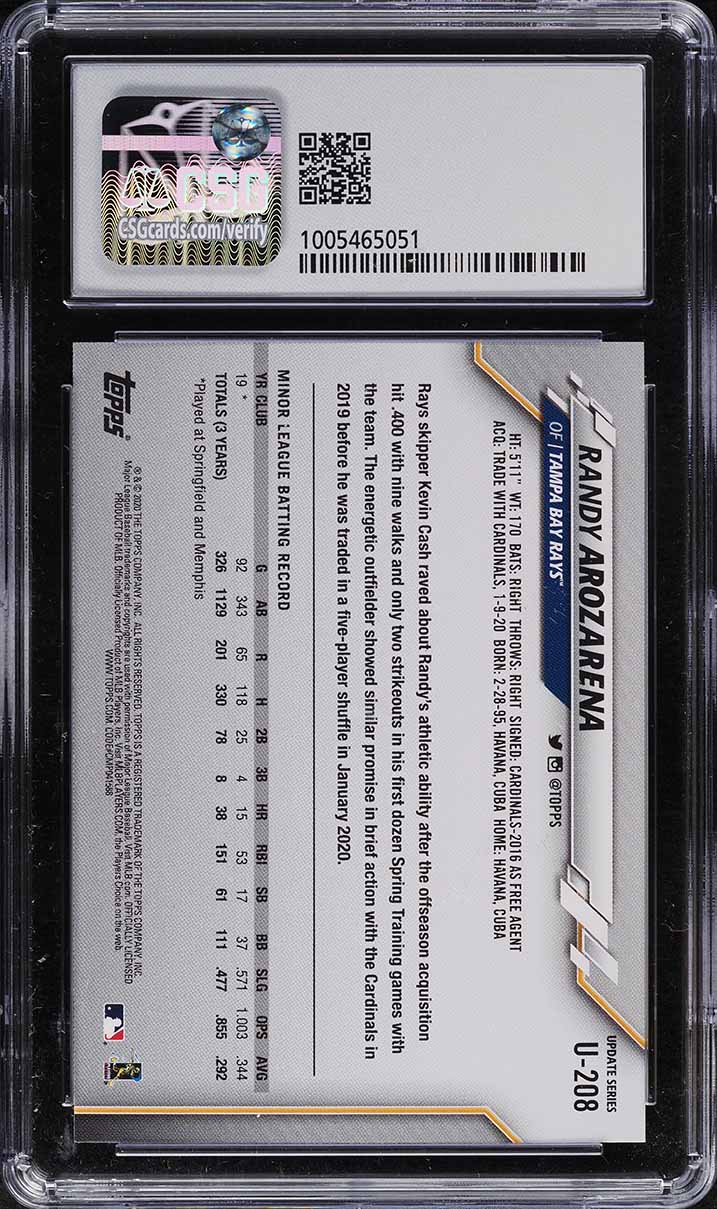 2020 Topps Update Randy Arozarena ROOKIE #U-208 CSG 9 MINT