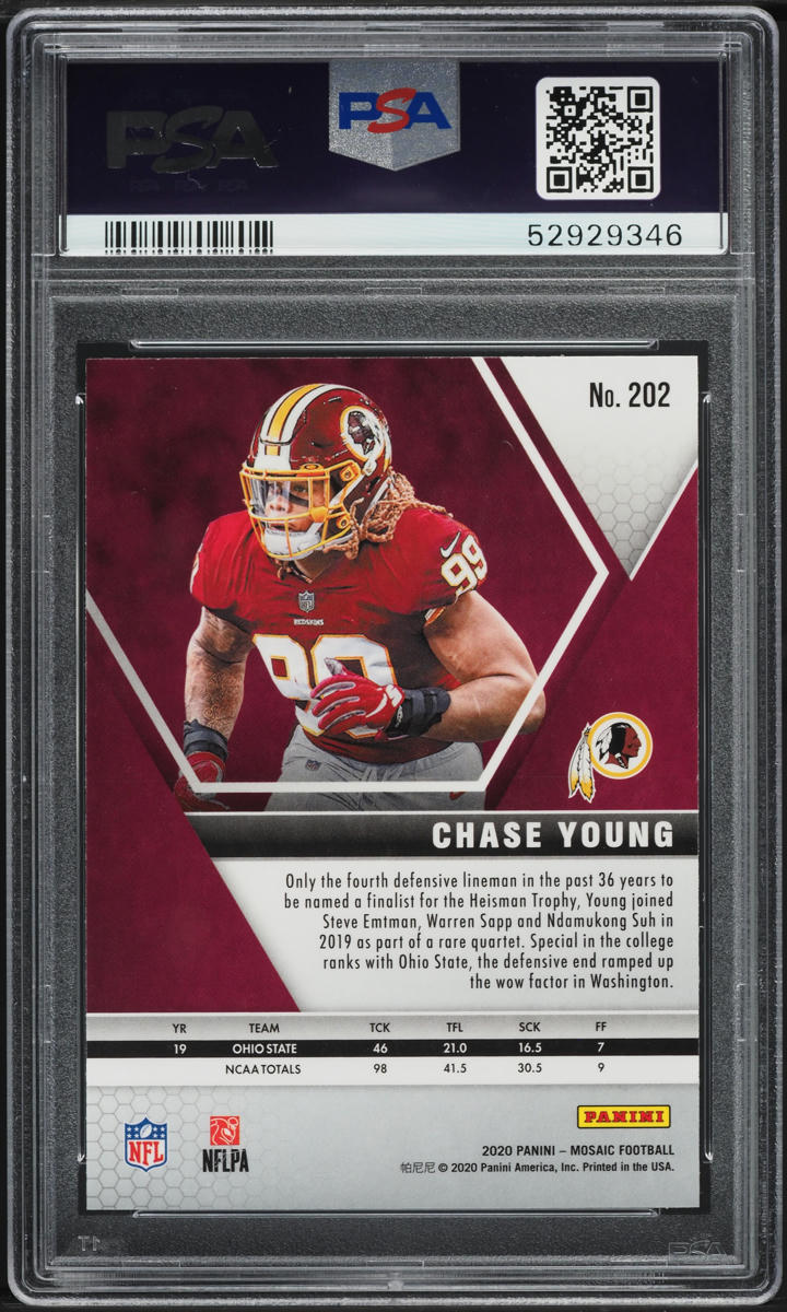 2020 Panini Mosaic Chase Young ROOKIE #202 PSA 9 MINT