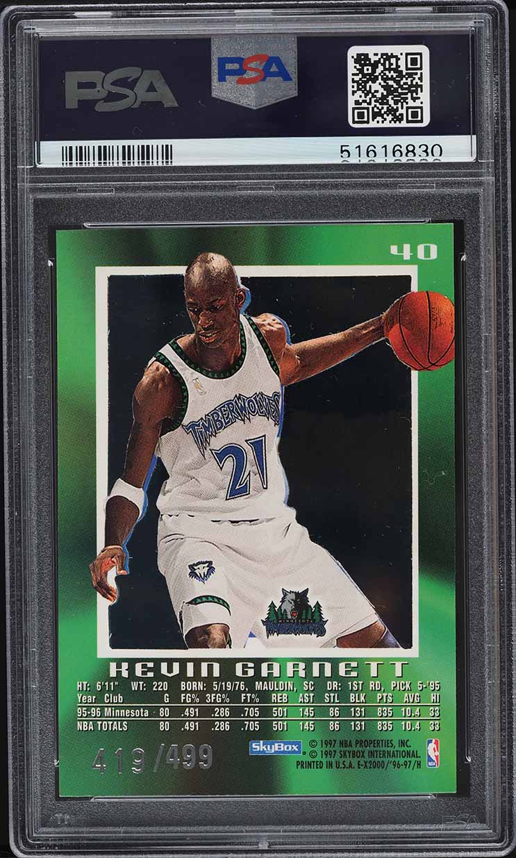 1996 Skybox E-X 2000 Credentials Kevin Garnett /499 #40 PSA 9 MINT