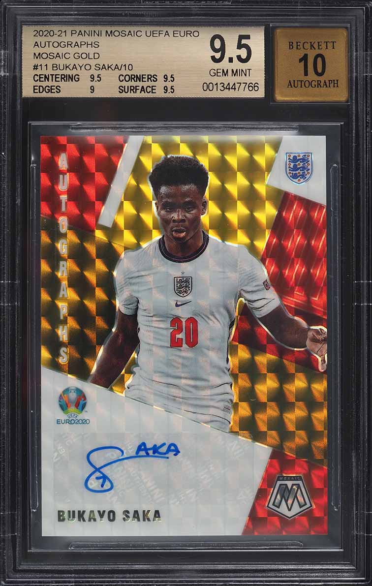 2020 Panini Prizm Premier League Multicolor Bukayo Saka #40 PSA 9