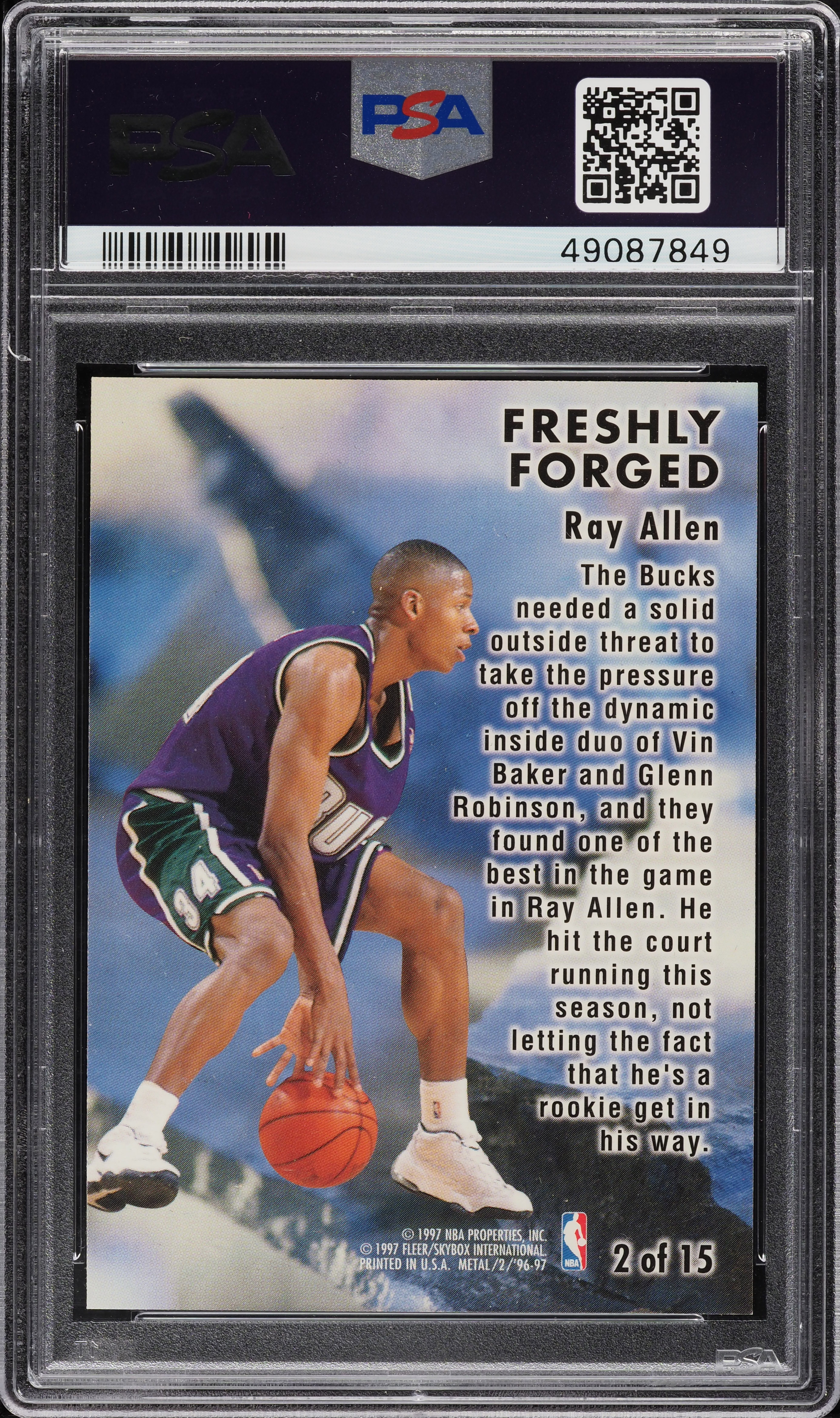 1996 Metal Freshly Forged Ray Allen ROOKIE #2 PSA 10 GEM MINT on 