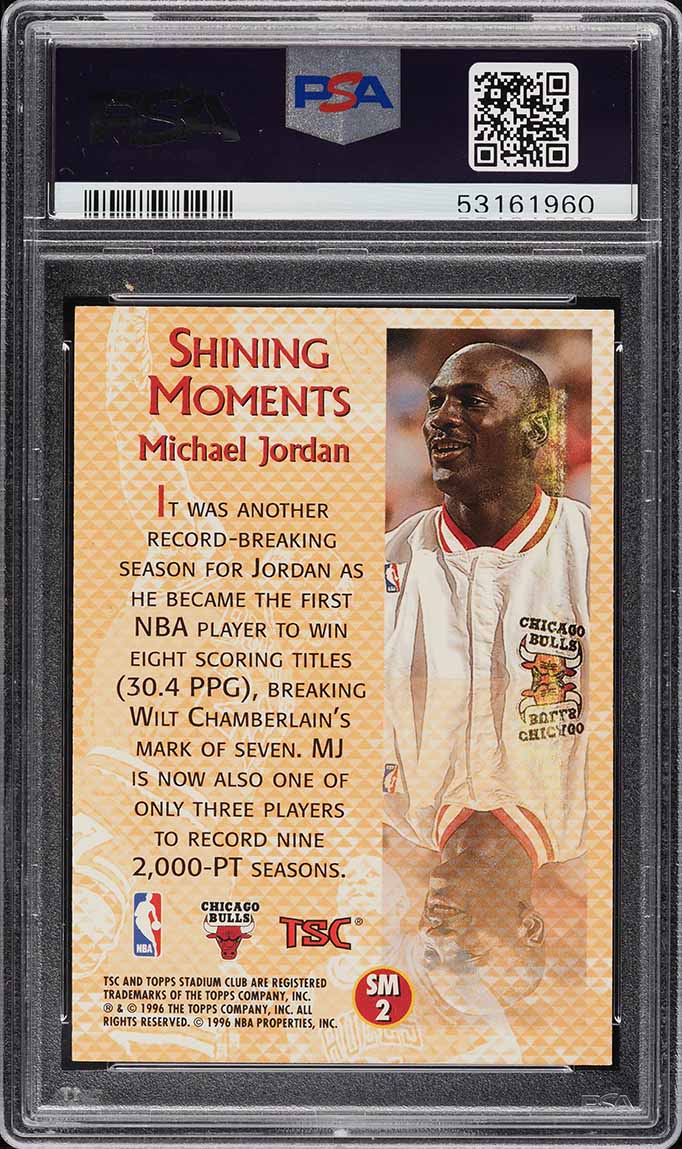 1996 Stadium Club Shining Moments Michael Jordan #SM2 PSA 9 MINT