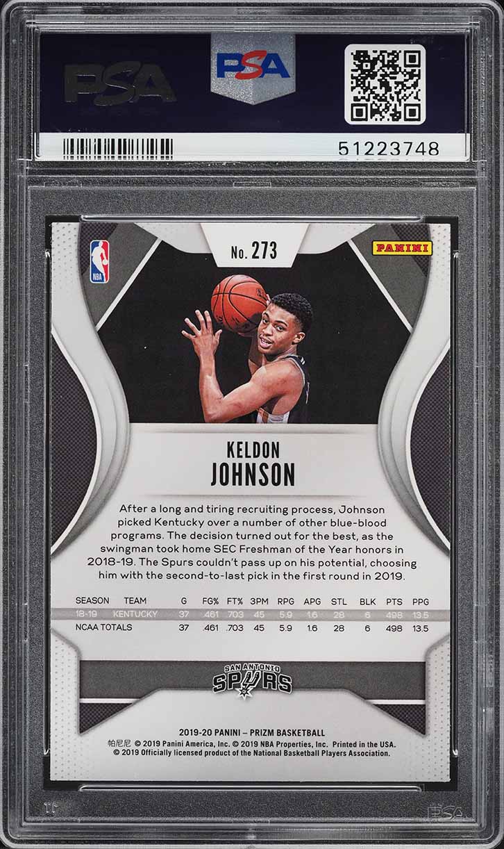 2019 Panini Prizm Keldon Johnson ROOKIE #273 PSA 9 MINT