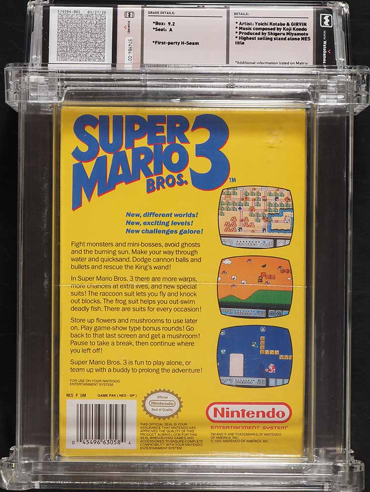 1988 Nintendo Entertainment System NES Super Mario Bros. 3 WATA 9.2 A