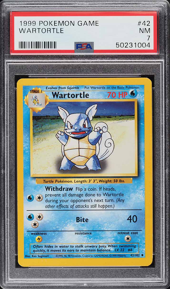 1999 Pokemon Base Set Wartortle #42 PSA 7 NRMT