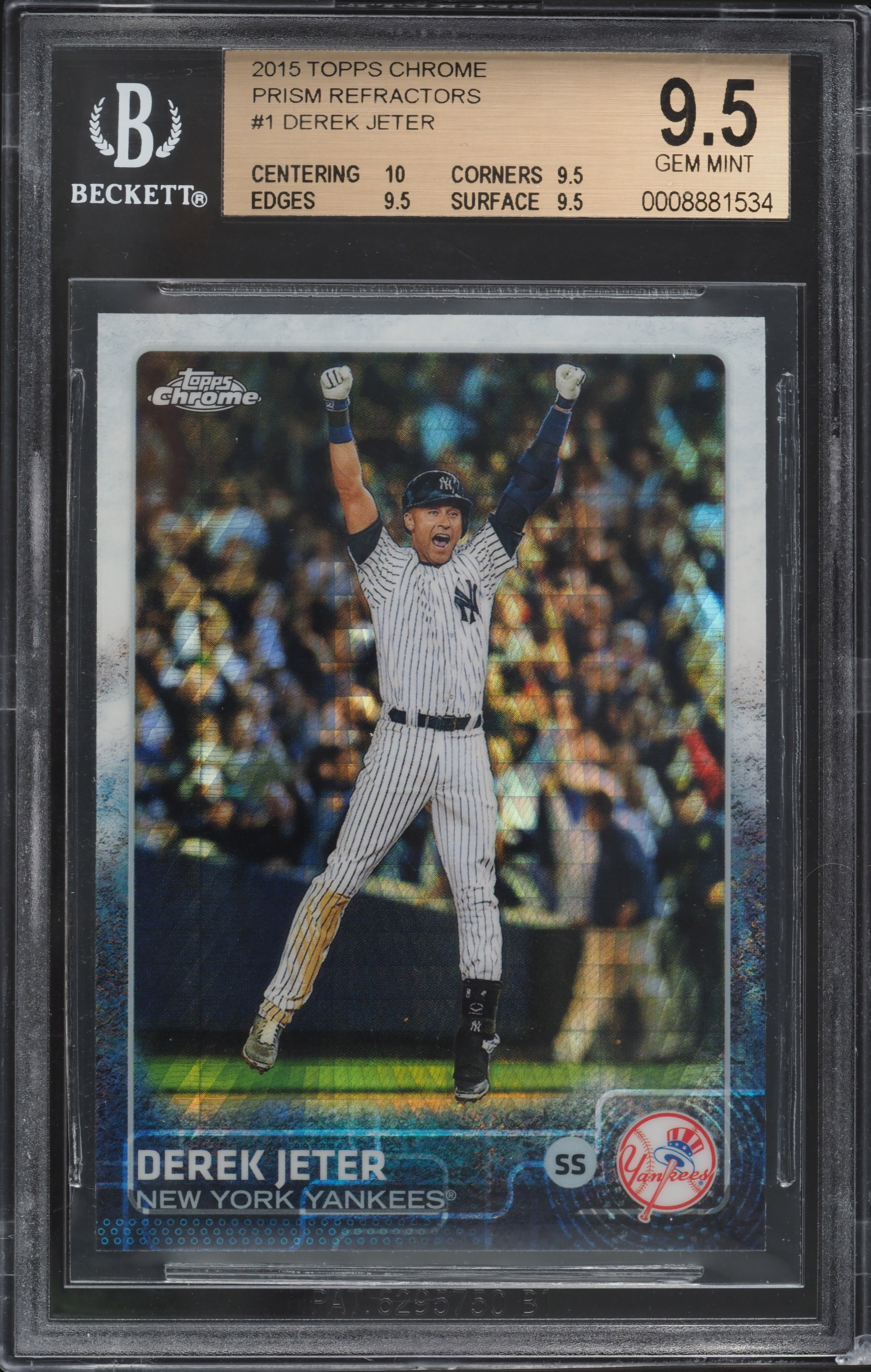 2015 Topps Chrome Prism Refractor Derek Jeter #1 BGS 9.5 GEM MINT