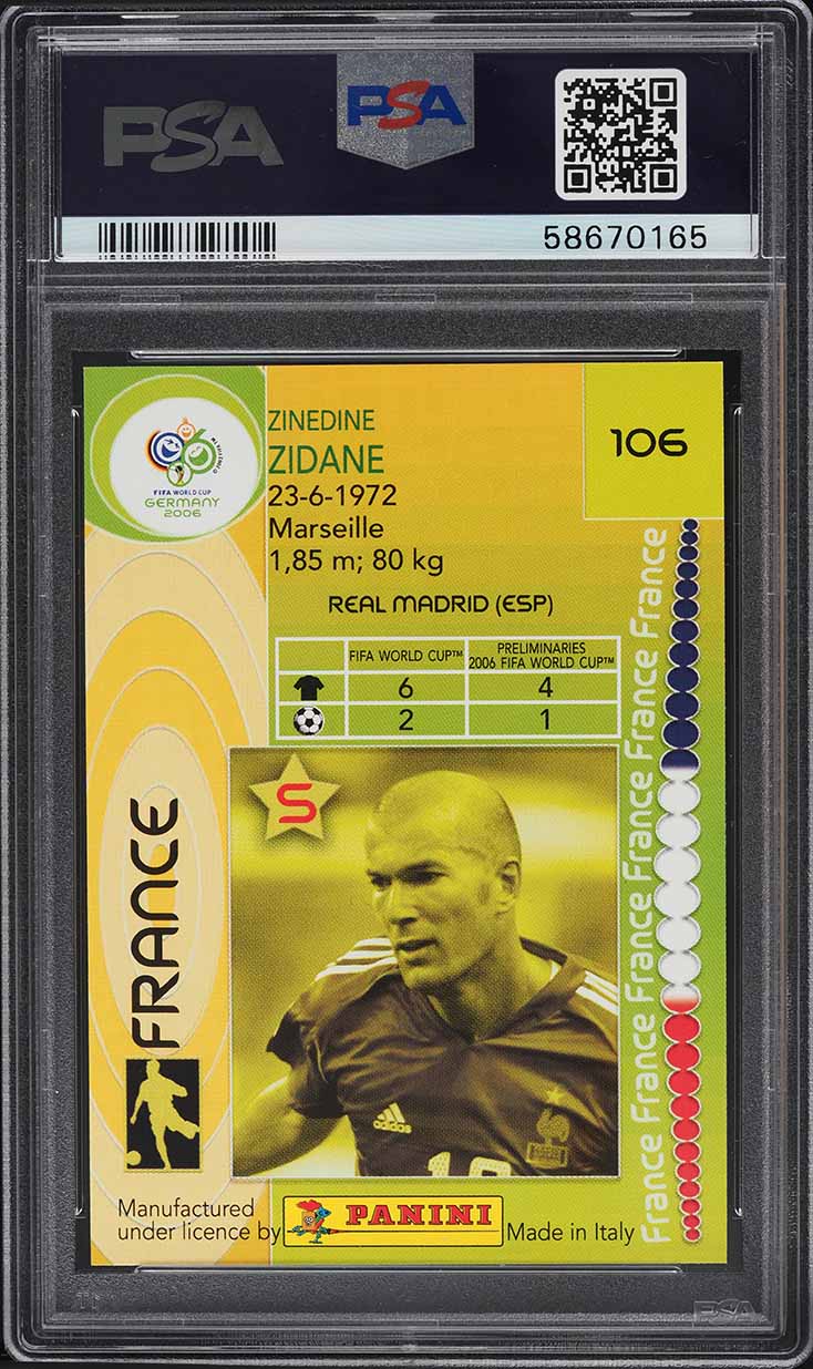 2006 Panini World Cup Germany Zinedine Zidane #106 PSA 10 GEM MINT