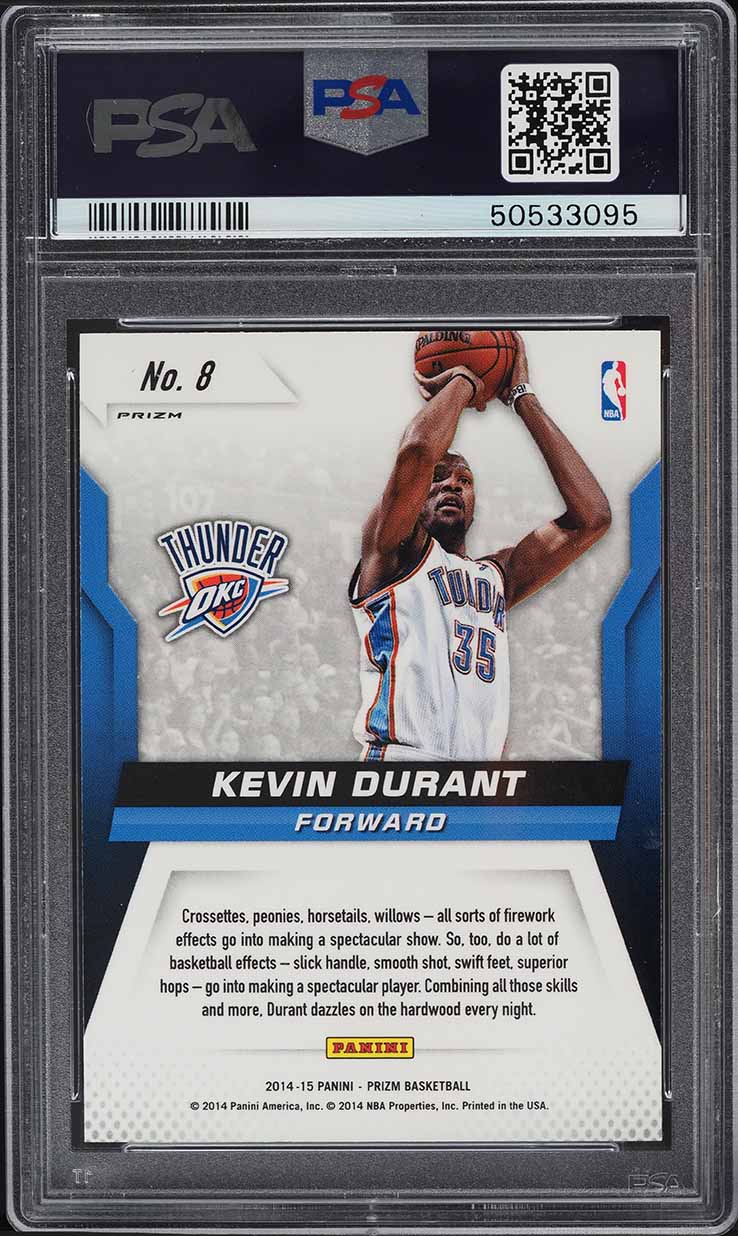 2014 Panini Prizm Fireworks Silver Prizms Kevin Durant #8 PSA 9