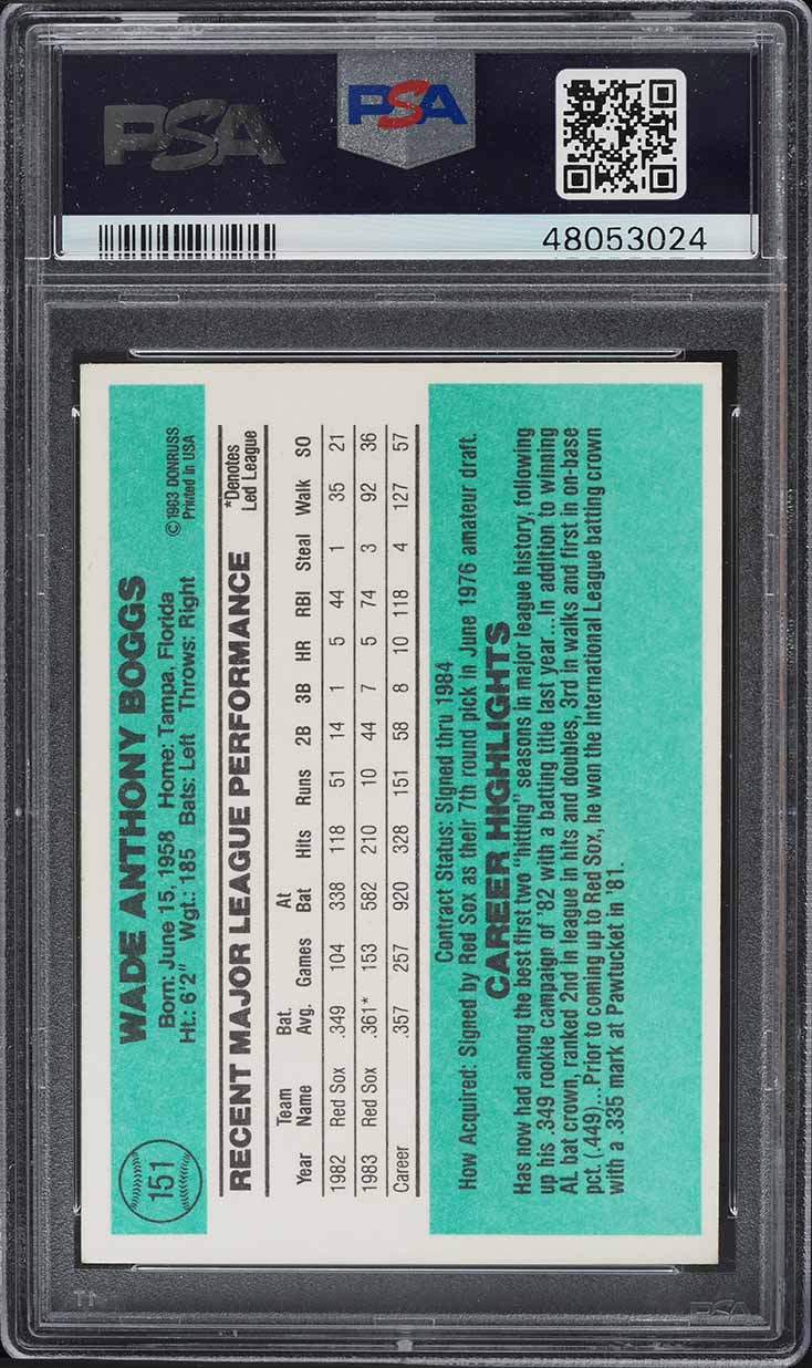 1984 Donruss Wade Boggs #151 PSA 7 NRMT