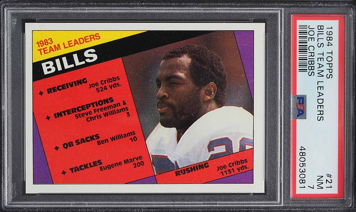 1984 Topps Football Joe Cribbs BILLS TEAM LDRS #21 PSA 7 NRMT