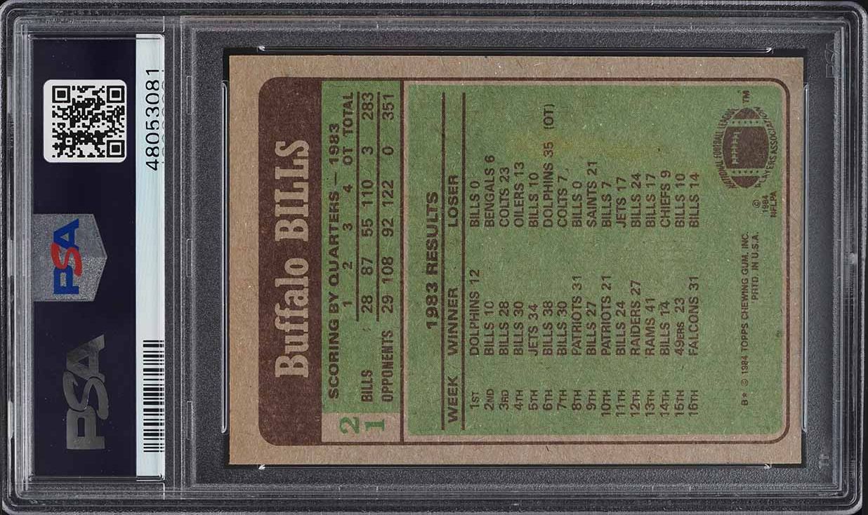 1984 Topps Football Joe Cribbs BILLS TEAM LDRS #21 PSA 7 NRMT