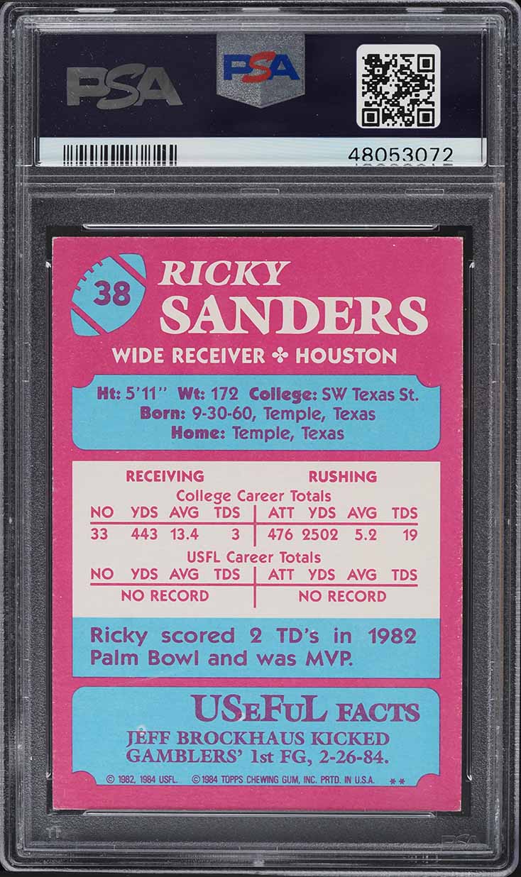 1984 Topps USFL Football Ricky Sanders #38 PSA 6 EXMT