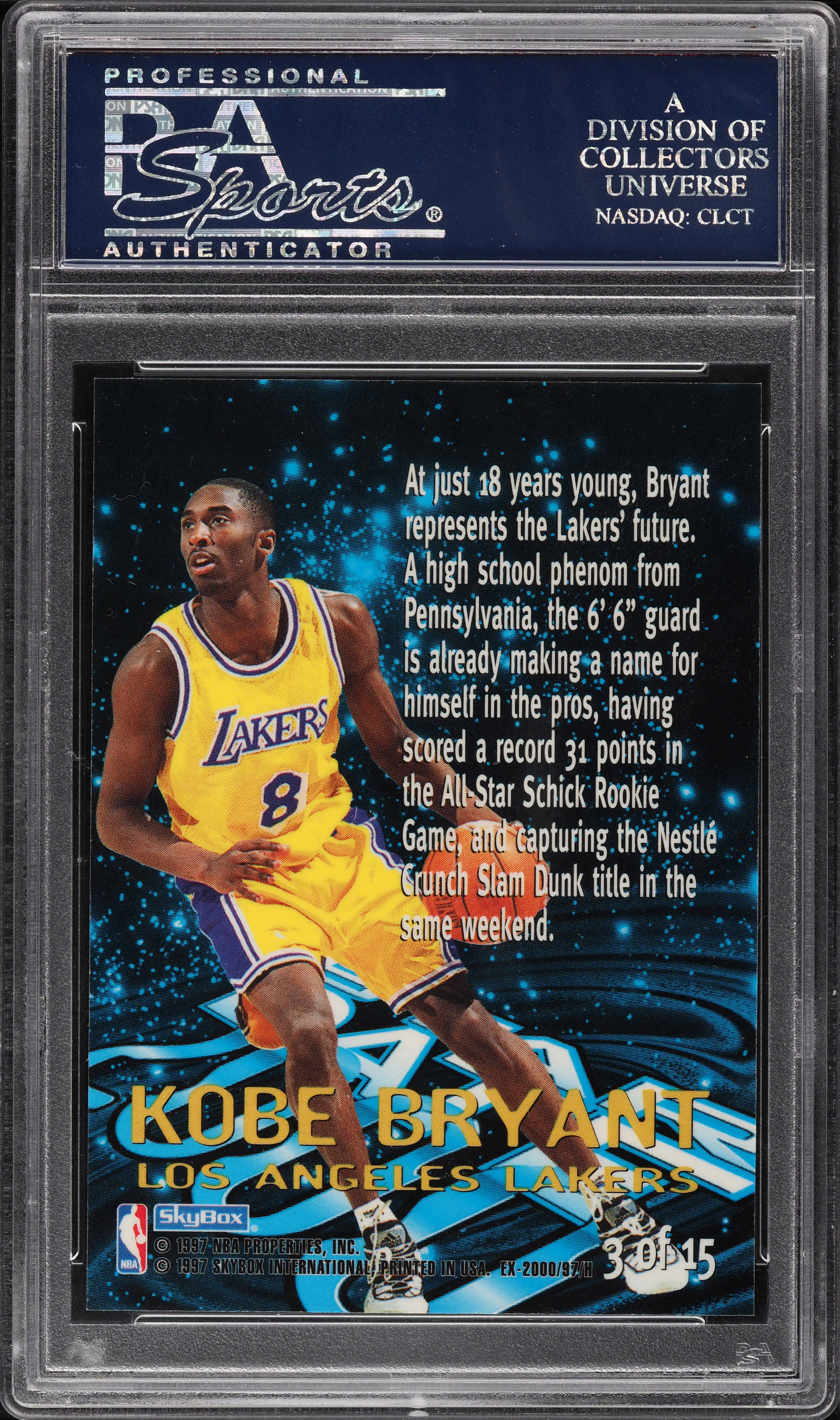 1996 Skybox E-X2000 Star Date 2000 Kobe Bryant ROOKIE #3 PSA 9