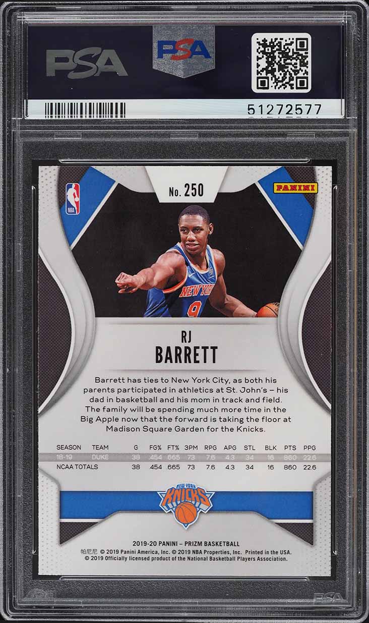 2019 Panini Prizm RJ Barrett ROOKIE #250 PSA 10 GEM MINT on