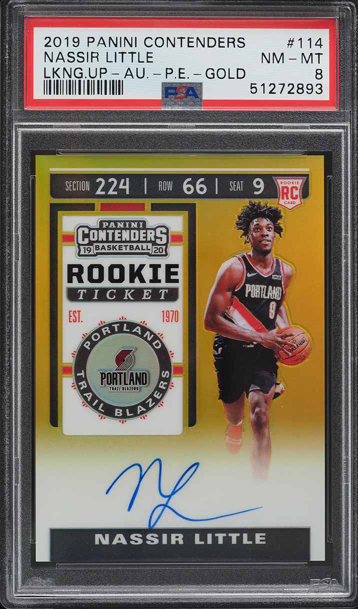 2019 Panini Contenders Premium Gold Nassir Little ROOKIE AUTO /10 #114 PSA 8 NM-MT
