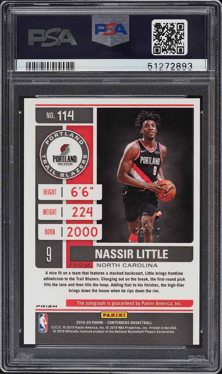 2019 Panini Contenders Premium Gold Nassir Little ROOKIE AUTO /10 #114 PSA 8 NM-MT