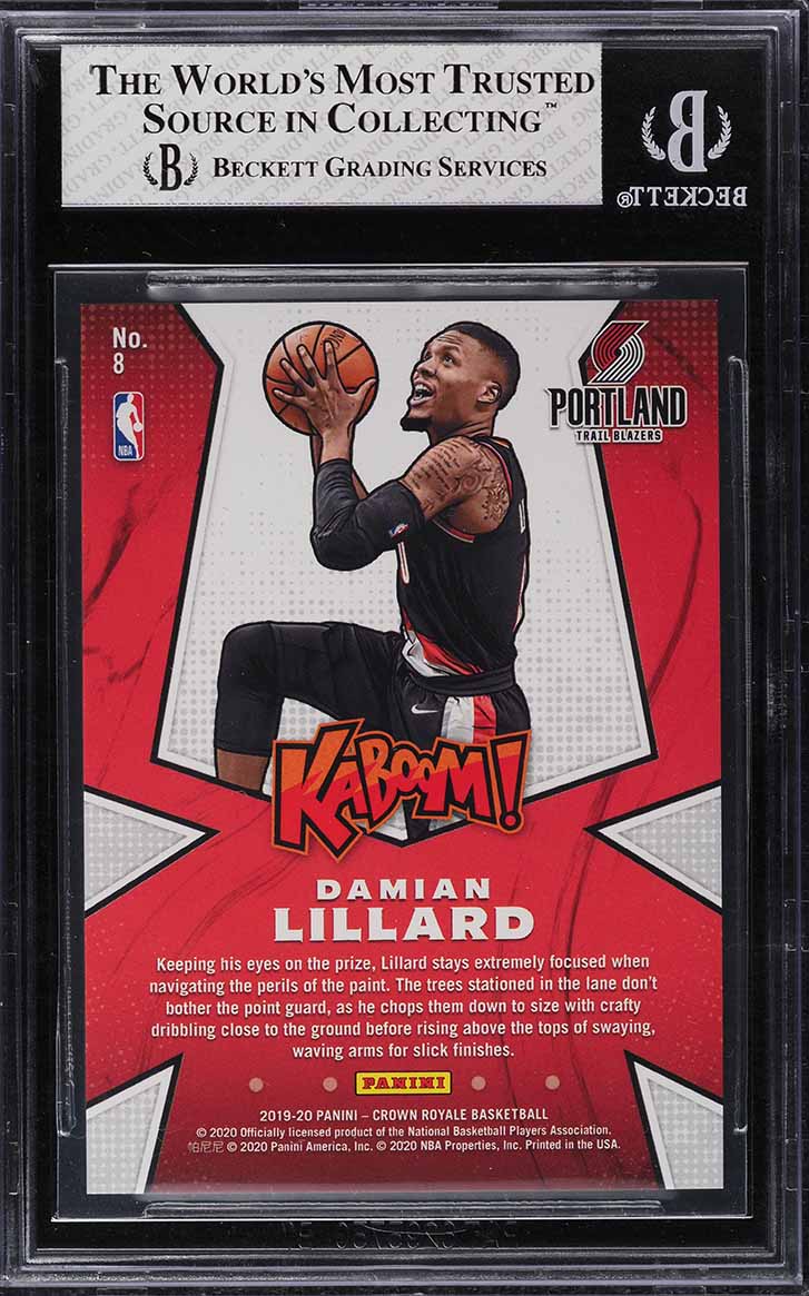 2019 Panini Crown Royale Kaboom! Damian Lillard #8 BGS 8 NM-MT