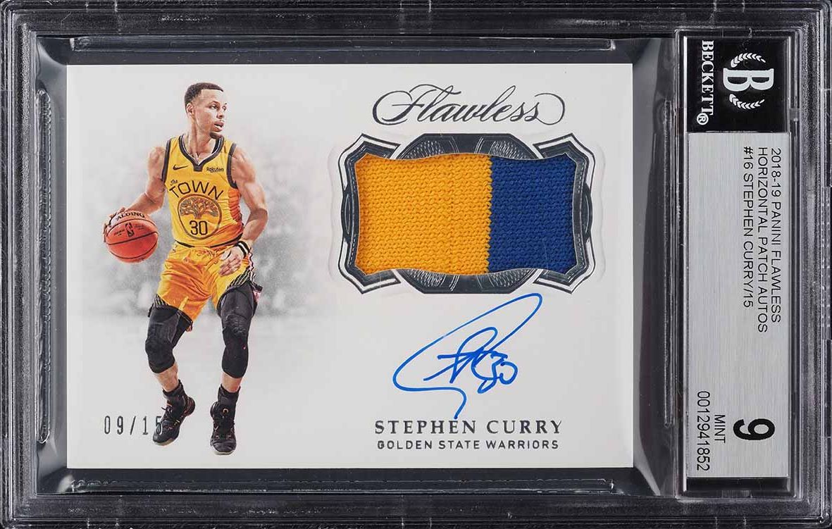 2018 Panini Flawless Horizontal Stephen Curry PATCH AUTO /15 BGS 9 MINT