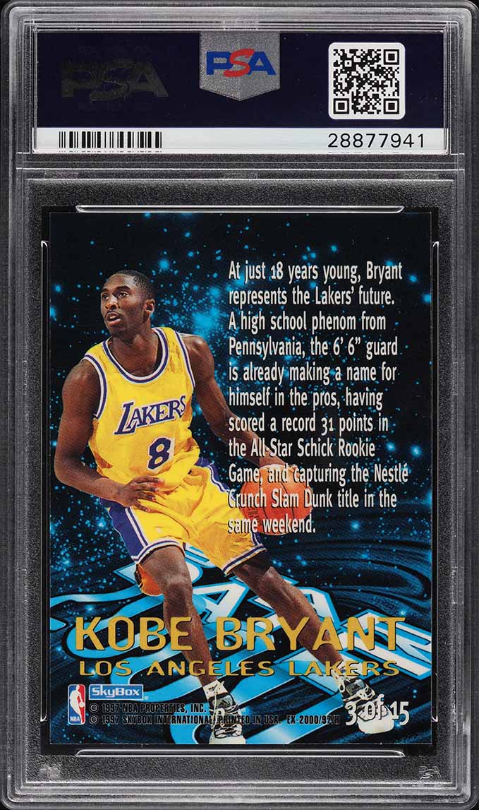 1996 Skybox E-X2000 Star Date 2000 Kobe Bryant ROOKIE #3 PSA 10 GEM MINT