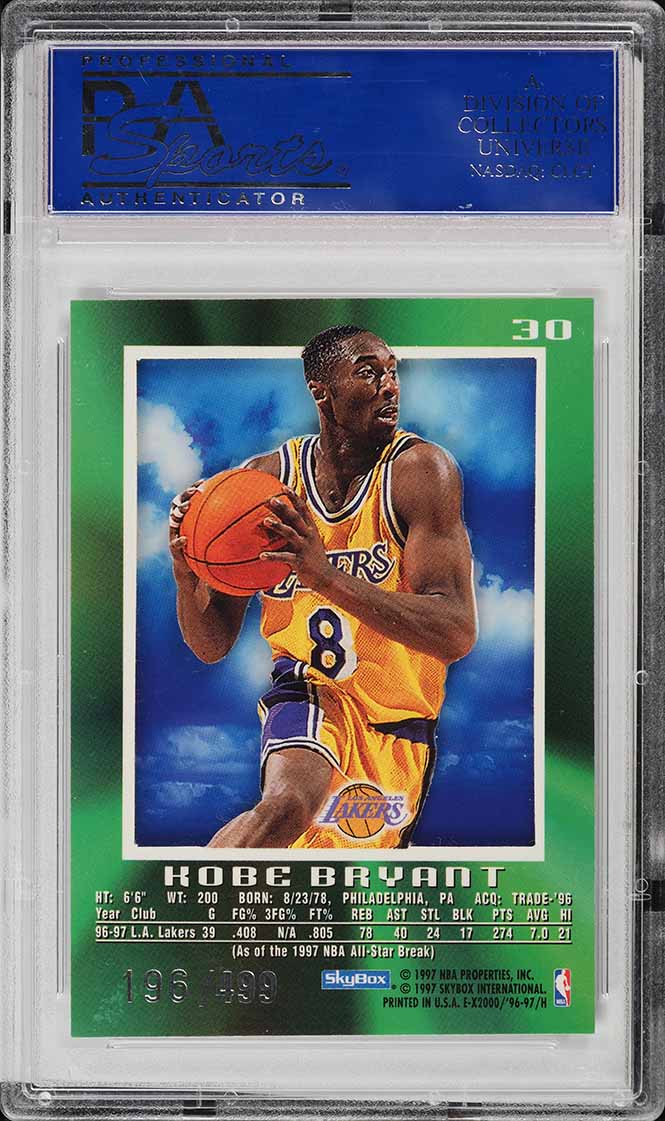1996 Skybox E-X2000 Credentials Kobe Bryant ROOKIE /499 #30 PSA 9