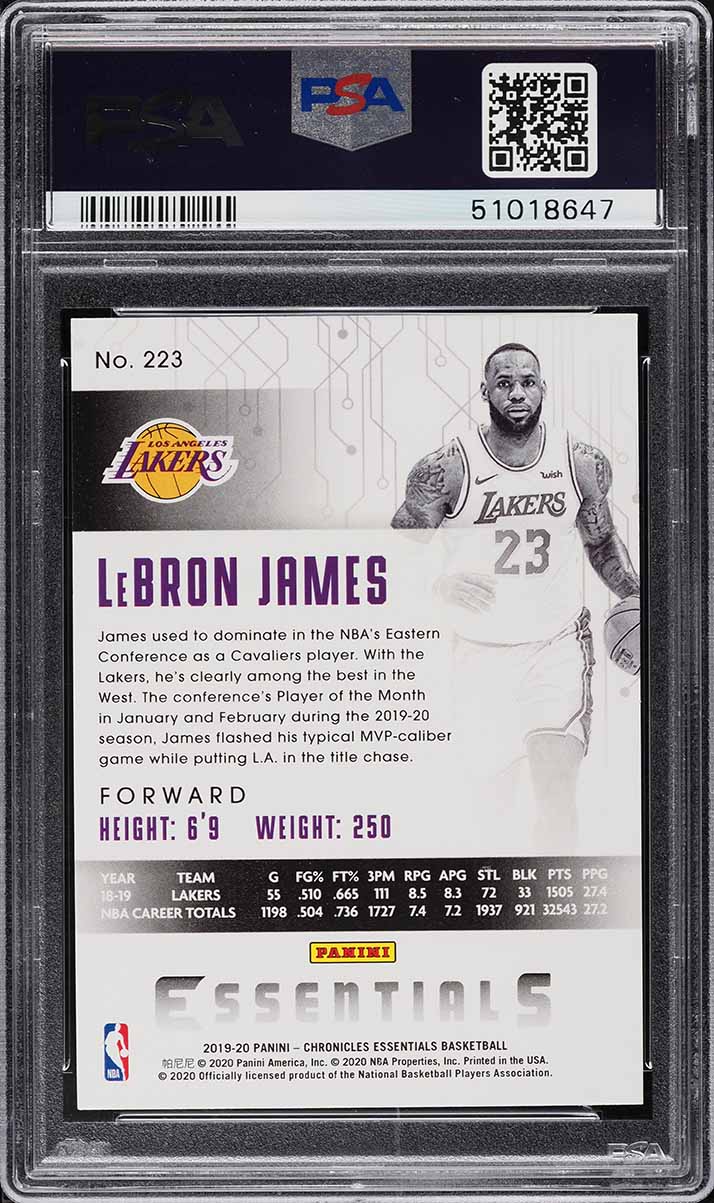 2019 Panini Chronicles Essentials LeBron James #223 PSA 10 GEM MINT