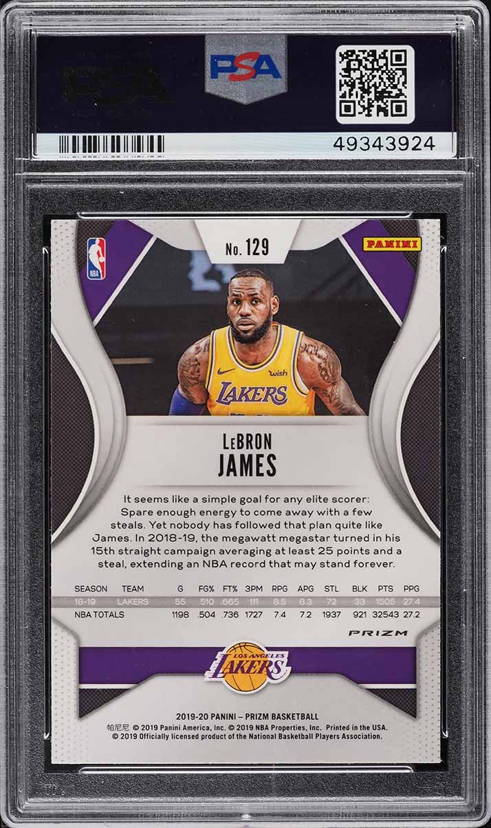 2019 Panini Prizm Silver Prizms LeBron James #129 PSA 10 GEM MINT