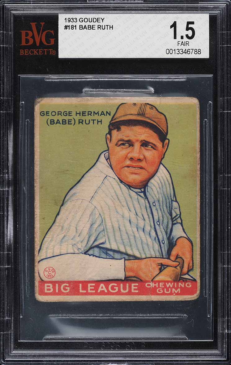 1933 Goudey Babe Ruth #181 BVG 1.5 PR