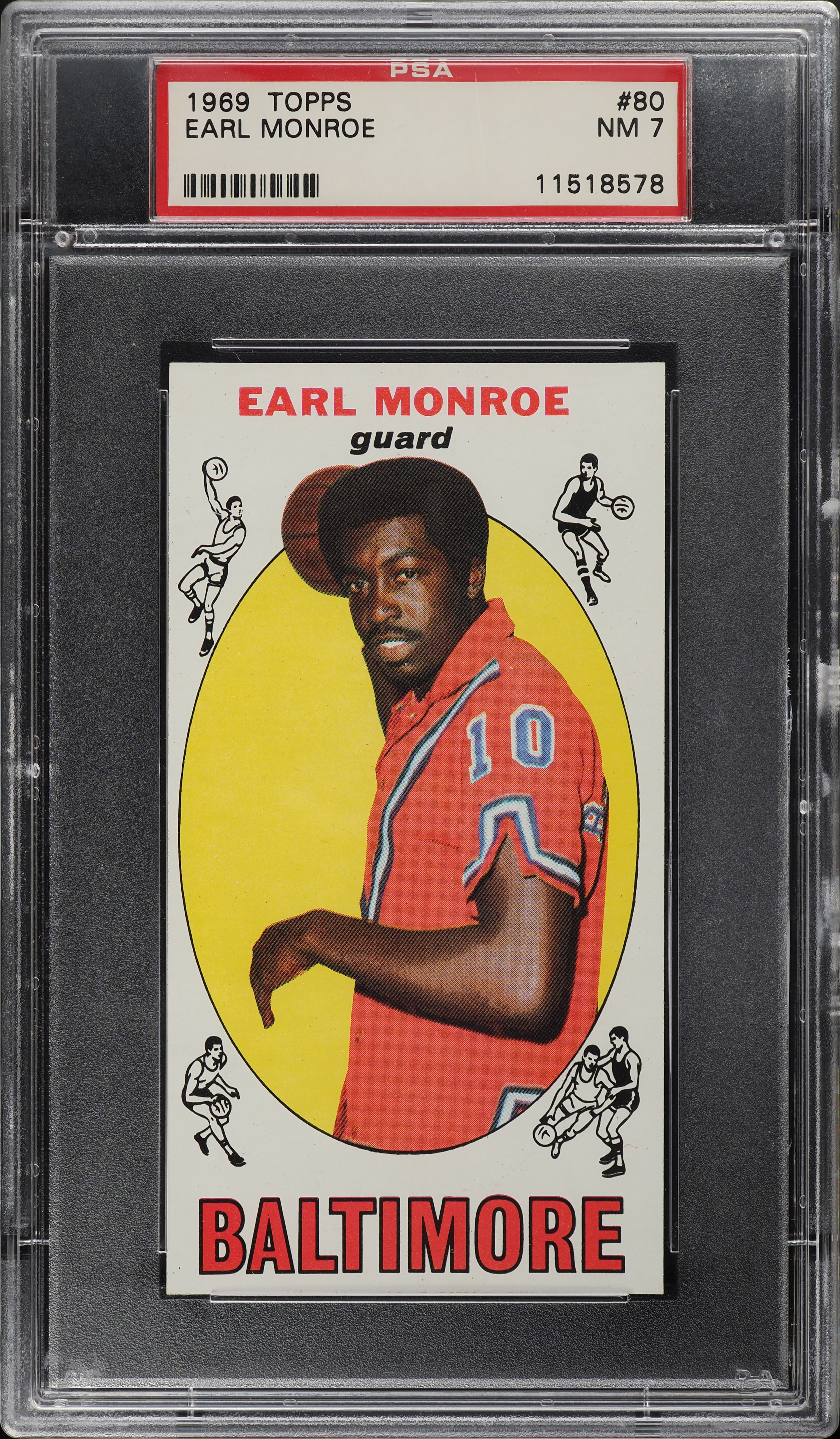 1969 Topps Basketball Earl Monroe ROOKIE #80 PSA 7 NRMT on