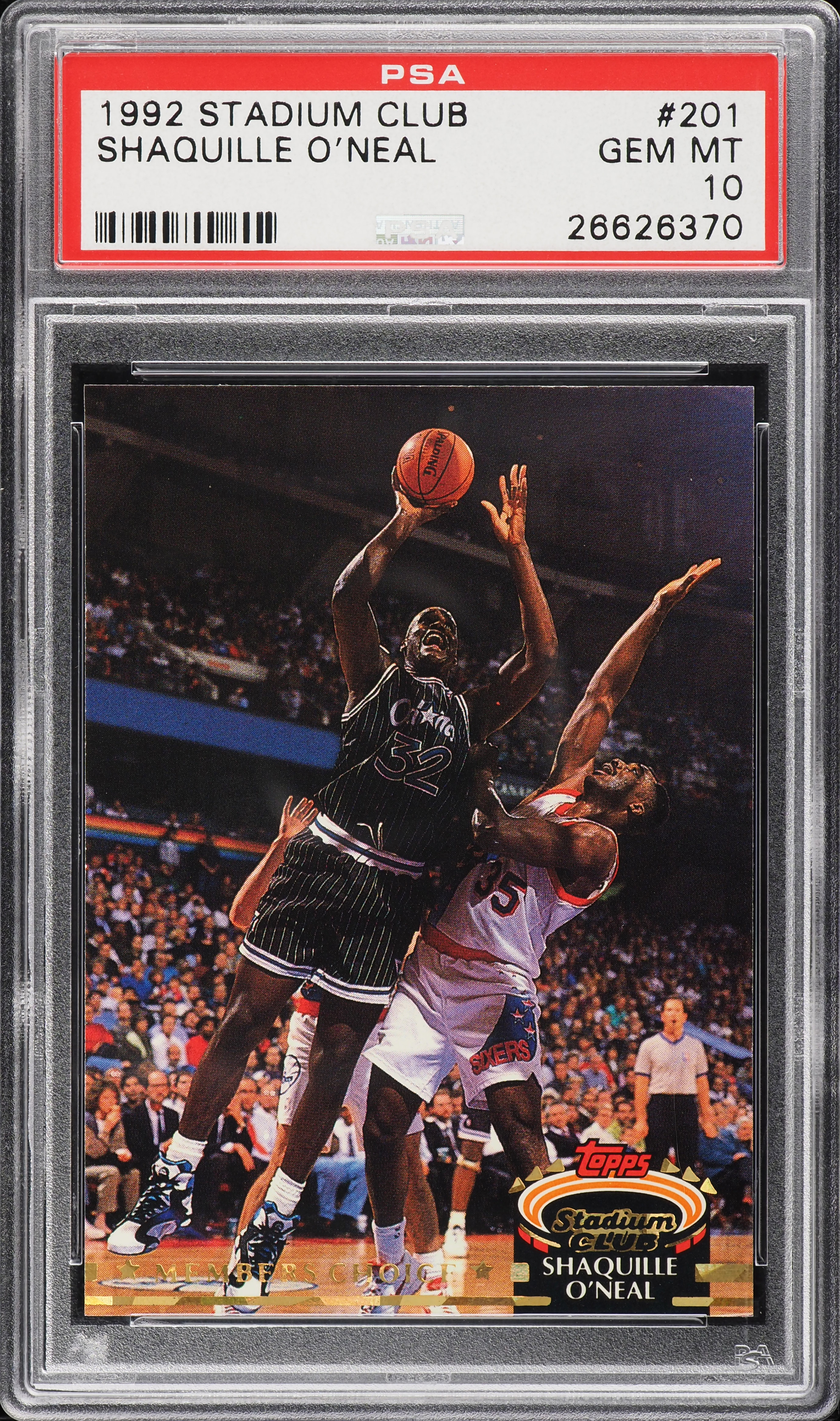 1992 Stadium Club Member's Choice Shaquille O'Neal ROOKIE #201 PSA
