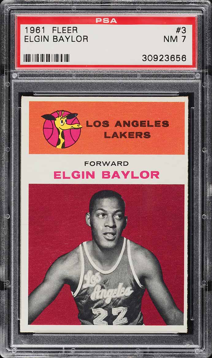 1961 Fleer Basketball Elgin Baylor ROOKIE #3 PSA 7 NRMT