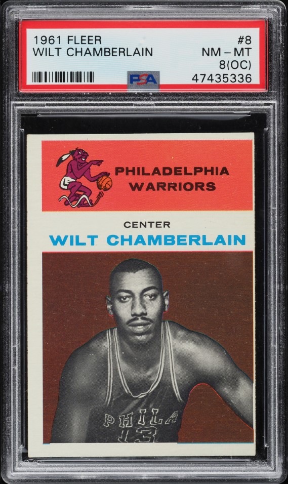 1961 Fleer Basketball Wilt Chamberlain ROOKIE #8 PSA 8(oc) NM-MT