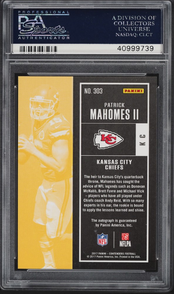2017 Panini Contenders Patrick Mahomes II ROOKIE AUTO #303 PSA 10 GEM MINT