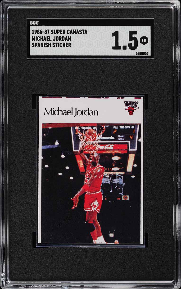 1986 Super Canasta Spanish Sticker Michael Jordan ROOKIE SGC 1.5 FR