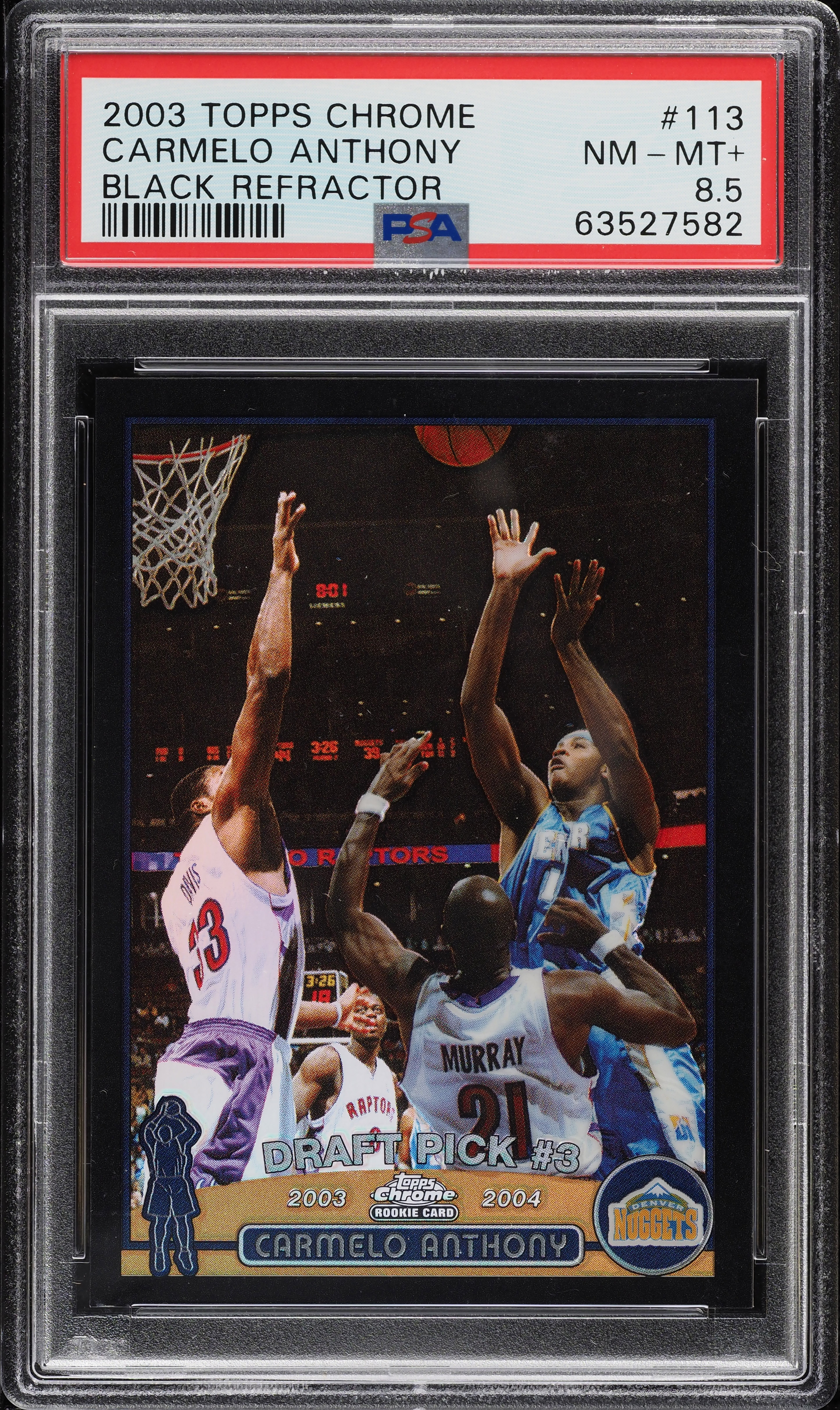 2003 Topps Chrome Black Refractor Carmelo Anthony ROOKIE /500 PSA