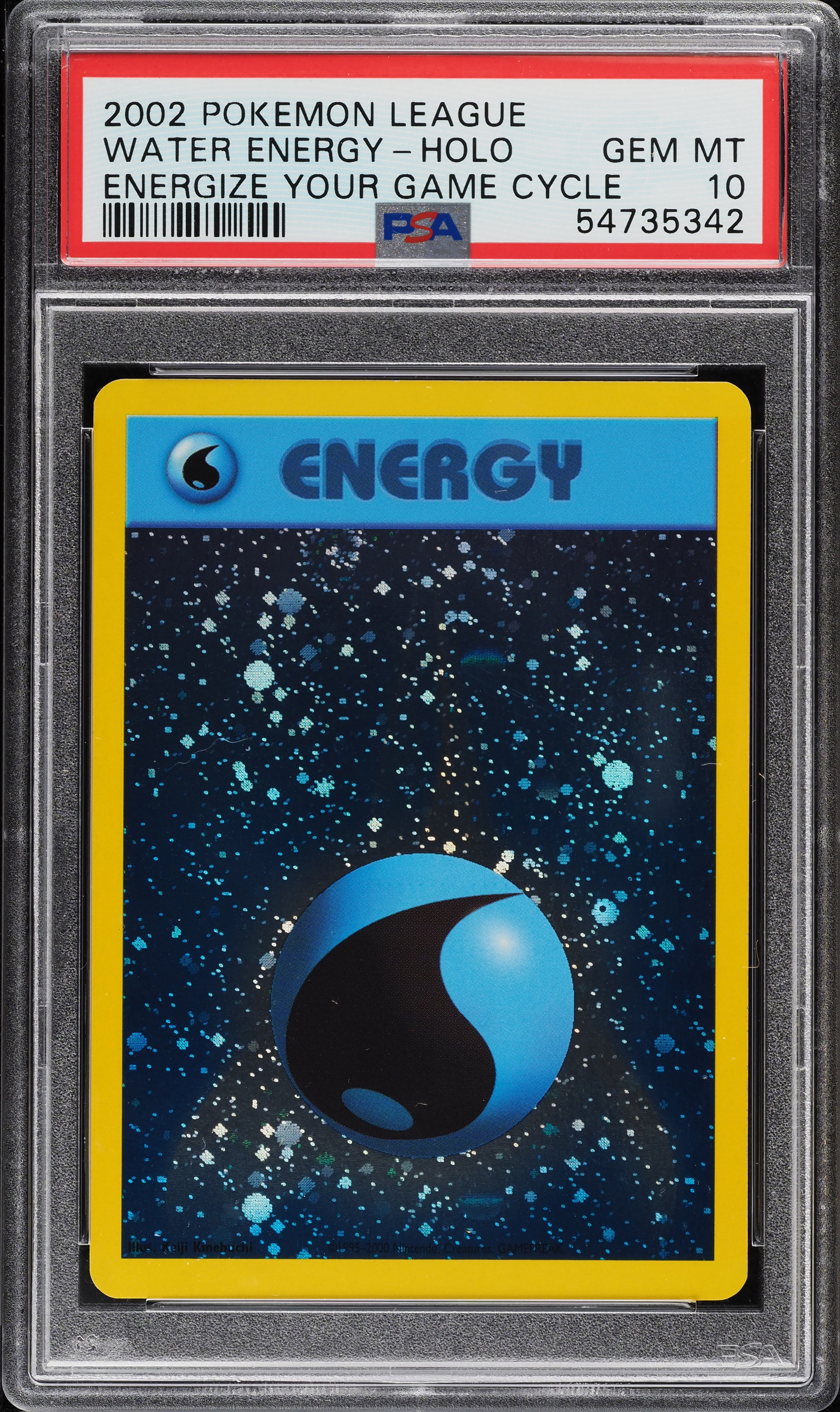 2002 Pokemon League Energize Your Game Cycle Holo Water Energy PSA