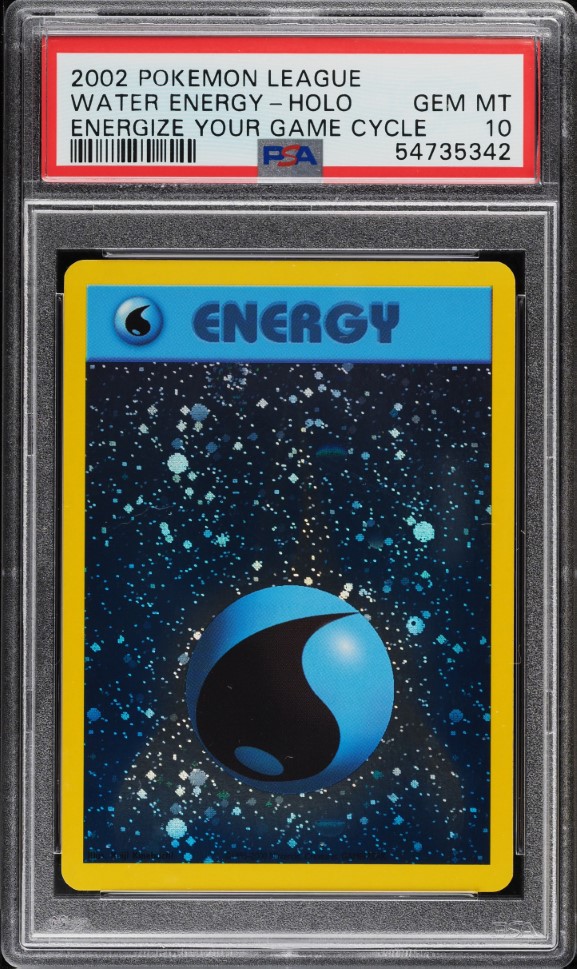 2002 Pokemon League Energize Your Game Cycle Holo Water Energy PSA